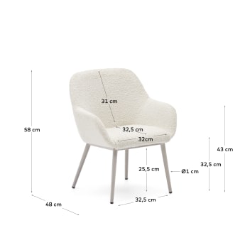 Konna children's chair in white bouclé with steel legs and a beige finish - sizes