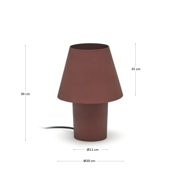 Canapost table lamp in metal with a terracotta painted finish - sizes