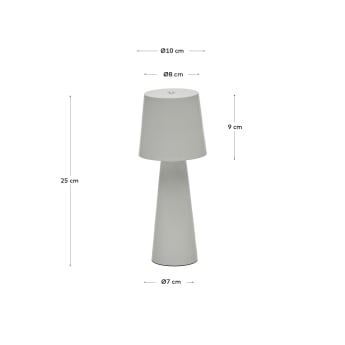 Mała lampa stołowa Arenys w metalu z szarym lakierowanym wykończeniem - rozmiary