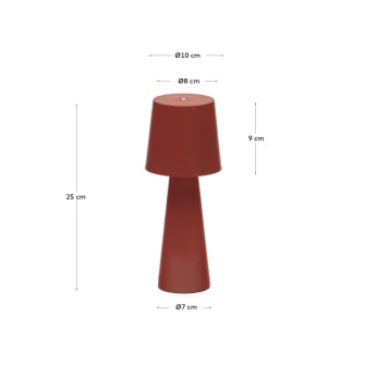 Mała lampa stołowa Arenys z metalu z czerwonym lakierowanym wykończeniem - rozmiary