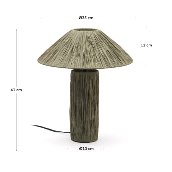 Lampa stołowa Samse z zielonej rafii - rozmiary
