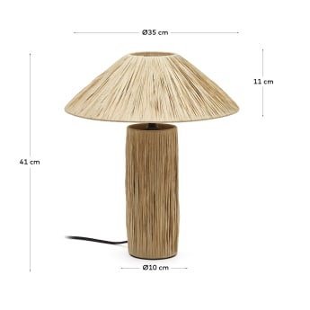 Lampa stołowa Samse z naturalnej rafii - rozmiary