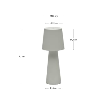 Lampada da tavolo Arenys grande in metallo verniciato grigio - dimensioni