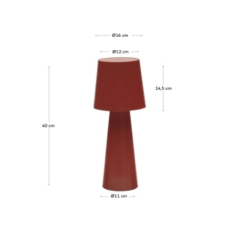 Lampada da tavolo Arenys grande in metallo verniciato rosso - dimensioni