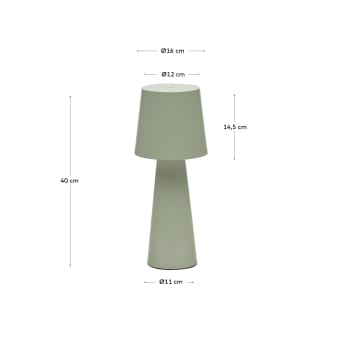 Lampe de table grand format Arenys en métal peint turquoise - dimensions