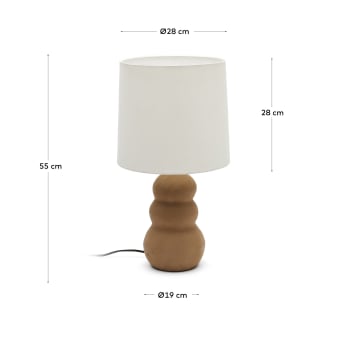 Lampa stołowa Madsen z terakoty z białym abażurem - rozmiary