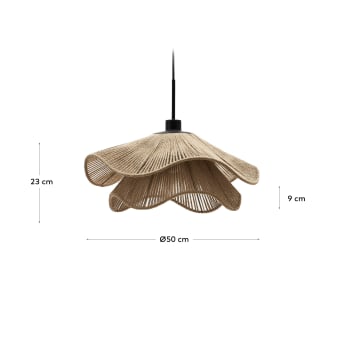 Paralume per lampada da soffitto Pontos in iuta con finitura naturale Ø 50 cm - dimensioni
