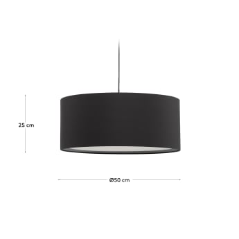 Lampenschirm für Deckenleuchte Santana in Schwarz mit Diffusor in Weiß Ø 50 cm - Größen