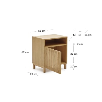 Beyla Nachttisch aus massiver Esche und Eichenfurnier 53 x 62 cm FSC 100% - Größen