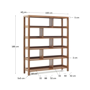 Sashi shelving unit made in solid teak wood 150 x 185 cm - sizes