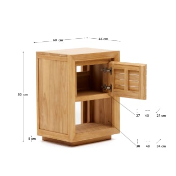 Saula bathroom furniture in solid teak wood with natural finish, 60 x 45 cm - sizes