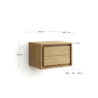 Meuble de salle de bain Kenta en bois de teck massif finition naturelle 60 x 45 cm - dimensions