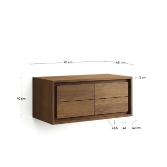 Kenta bathroom furniture in solid teak wood with a walnut finish, 90 x 45 cm - sizes
