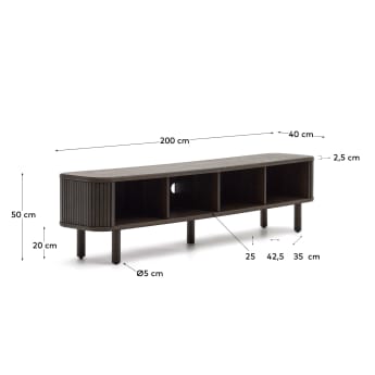 Mailen TV-Möbel 2 Türen in Eschenfurnier und dunklem Finish 200 x 50 cm - Größen