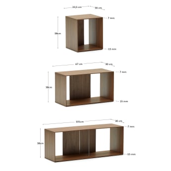 Set Litto van 9 modulaire planken in walnootfineer 202 x 114 cm - maten
