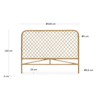 Cabeceira Citlalli de ratã com acabamento natural para cama de 150 cm - tamanhos