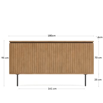 Cabeceira Licia madeira maciça mangueira e metal acabamento pintado preto cama de 180 cm - tamanhos