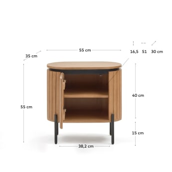 Mesa de cabeceira Licia 1 porta madeira maciça de mangueira e metal pintado preto 55x55 cm - tamanhos