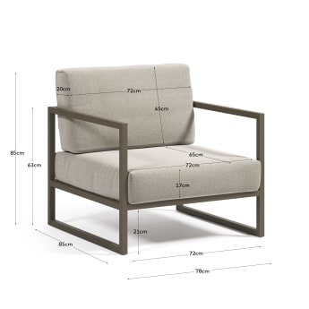 Fotel Comova 100% ogrodowy aluminium jasnoszary i zielony - rozmiary