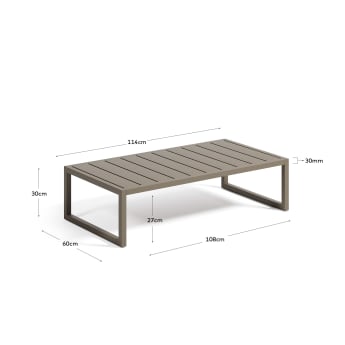 Comova salontafel voor buiten in groen aluminium 60 x 114 cm - maten