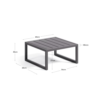 Tavolino 100% da esterno Comova in alluminio nero 60 x 60 cm - dimensioni