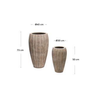 Lisa set of 2 cement flower pot stands with a terracota finish, Ø 40 cm / Ø 30 cm - sizes