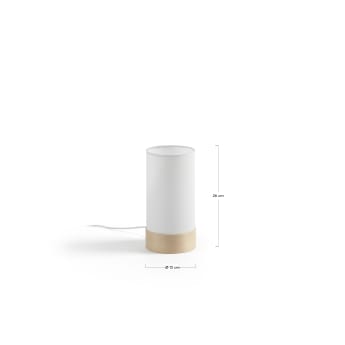 Slat table lamp in cotton and beech wood UK adapter - mides
