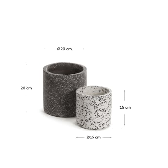 Set Bransc de 2 cache-pots ronds Ø 20 cm / Ø 15 cm - dimensions