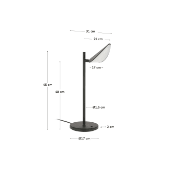 Veleira steel table lamp UK adapter - maten