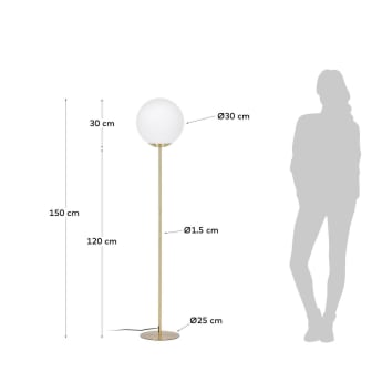 Mahala floor lamp in steel and frosted glass UK adapter - sizes