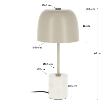Alish table lamp in metal and marble UK adapter - Größen