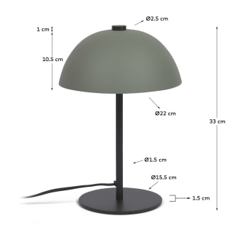 Aleyla table lamp in metal with green finish UK adapter - sizes