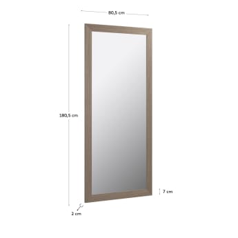 Specchio Yvaine in MDF finitura noce 80,5 x 180,5 cm - dimensioni