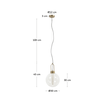 Edelweiss ceiling light in glass and metal with brass finish - sizes