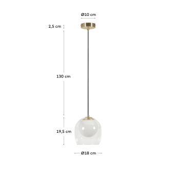 Belkis Deckenlampe aus Glas und Metall mit Messingoberfläche - Größen