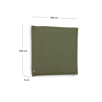 Tête de lit déhoussable Tanit en lin vert pour lit de 90 cm - dimensions