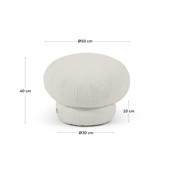 Sarisha round pouffe in white bouclé, Ø 50 cm - sizes