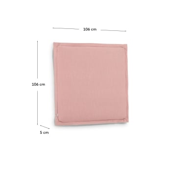Tête de lit déhoussable Tanit en lin rose pour lit de 90 cm - dimensions