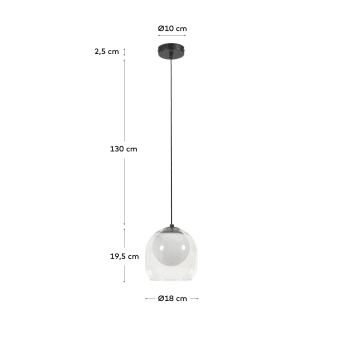Belkis Deckenlampe aus Glas und Metall mit schwarzem Finish - Größen
