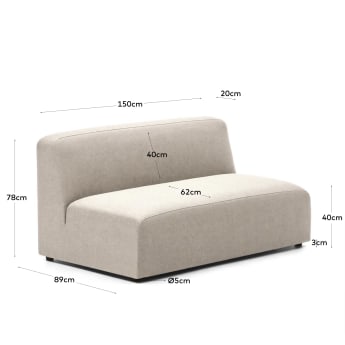 2 seater sofa module in beige, 150 cm - sizes
