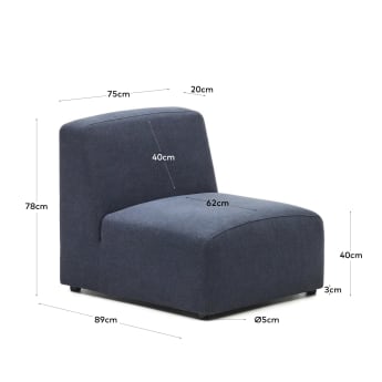 Moduł siedzisko Neom z niebieskiej tkaniny 75 cm - rozmiary