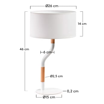Lampe de table Leroca, blanc - dimensions