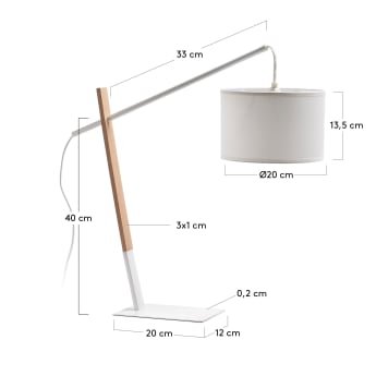 Lampe de table Riaz blanc - dimensions