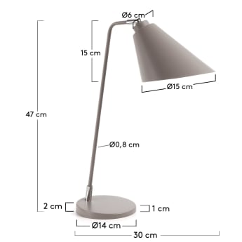 Tipir table lamp in steel with grey finish UK adapter - sizes
