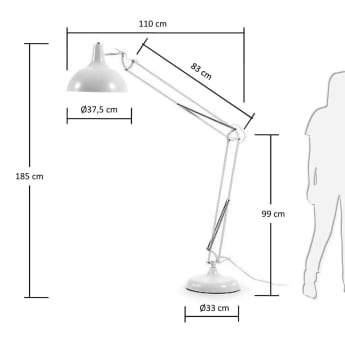 Lámpara de pie Lima, blanco - tamaños
