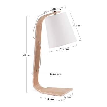 Lampe de table Repcy en placage de chêne - dimensions