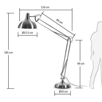Lámpara de pie Lima, plata - tamaños