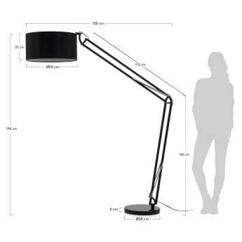 Volta floor lamp, black - sizes