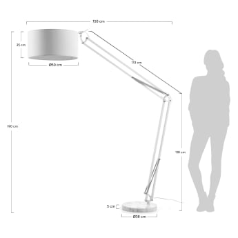 Volta floor lamp, white - sizes