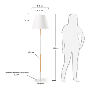 Lámpara de pie Orsen, blanca - tamaños